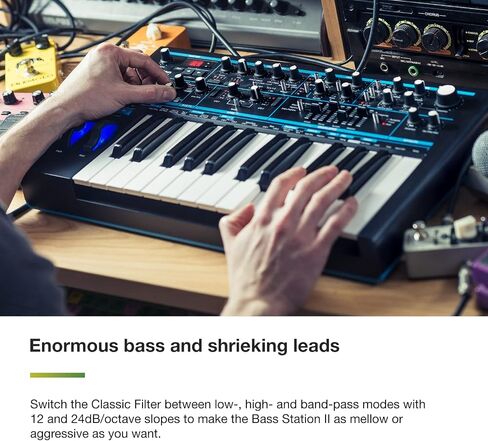 Novation Bass Station II Analogue Monosynth + On-Stage KS6150 Compact MIDI/Synth Utility Stand in Kuwait