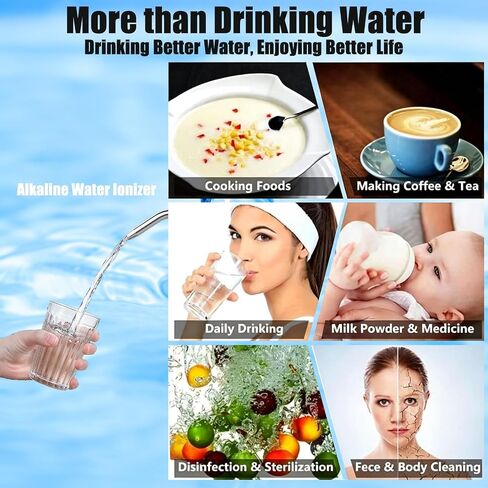 Water Ionizer, Water Purifier Machine PH 3-11 Alkaline Acid Water Machine,Up to -800mV ORP, 8000 Liters Per Filter, Water Settings,Auto-Cleaning,Intelligent Voice(Black2) in Saudi Arabia