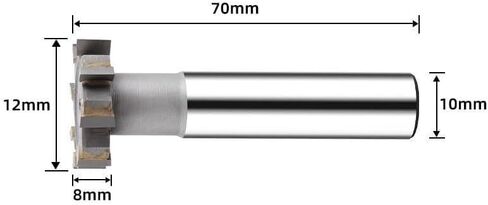 Carbide End Mill 12mm T-Slot Milling Cutter Tip Square Nose for Stainless Steel(Uncoated,12mmx6H x10Dx70L) in Kuwait