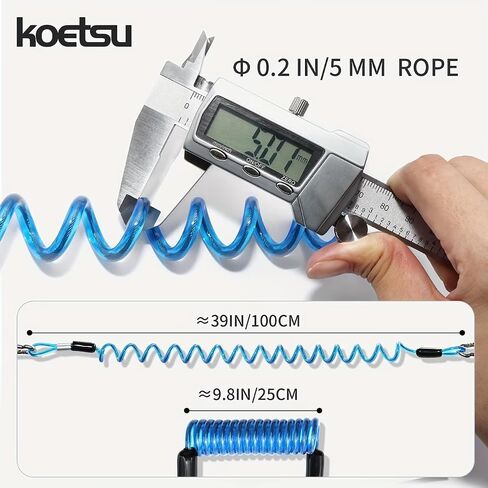 KOETSU Blue or Red Paddleboard Connection Rope – 5mm Diameter x 100cm Length SUP Coiled Leash Coil Cable (1PCS) in Kuwait