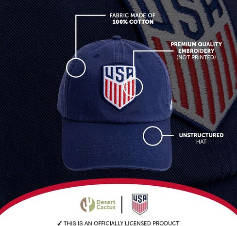 صبار الصحراء الولايات المتحدة لكرة القدم قبعة بيسبول USMNT الولايات المتحدة الأمريكية الرجال المنتخب الوطني الحواف القبعات المطرزة قبعة حزام القماش قابل للتعديل الكبار (الولايات المتحدة الأمريكية لكرة القدم على غرار G1، الأزرق) in Kuwait