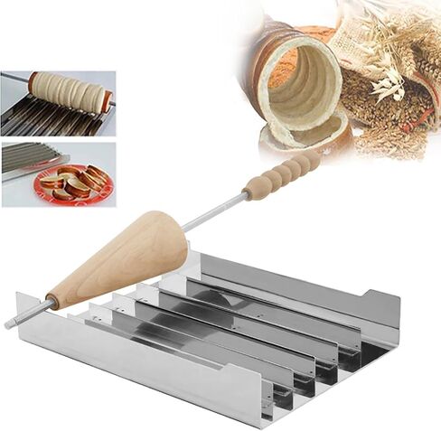 Chimney Cake Cutter,Stainless Steel Dough Cutter,Ice Cream Chimney Cake Maker Acesessories Waffle Machine Roll Bread Oven Electric Round Hollow Chimney in Kuwait