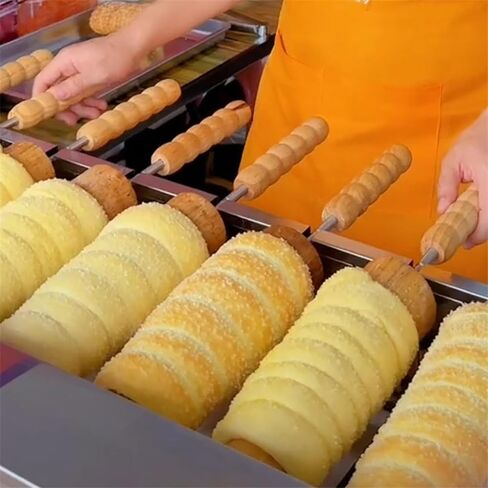 Chimney Cake Cutter,Stainless Steel Dough Cutter,Ice Cream Chimney Cake Maker Acesessories Waffle Machine Roll Bread Oven Electric Round Hollow Chimney in Kuwait