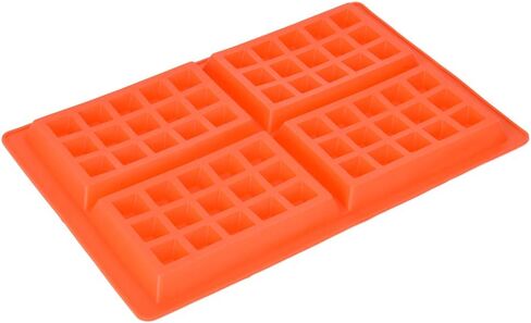 Silicone Waffles Mold 5-Cavity Breakfast Baking Mould for Baking Lovers Red Round 7.28 X 0.59inch (4 squares) in Kuwait
