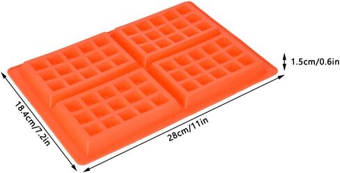Silicone Waffles Mold 5-Cavity Breakfast Baking Mould for Baking Lovers Red Round 7.28 X 0.59inch (4 squares) in Kuwait