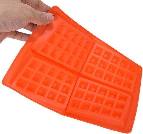 Silicone Waffles Mold 5-Cavity Breakfast Baking Mould for Baking Lovers Red Round 7.28 X 0.59inch (4 squares) in Kuwait
