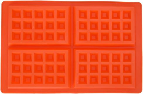 Silicone Waffles Mold 5-Cavity Breakfast Baking Mould for Baking Lovers Red Round 7.28 X 0.59inch (4 squares) in Kuwait