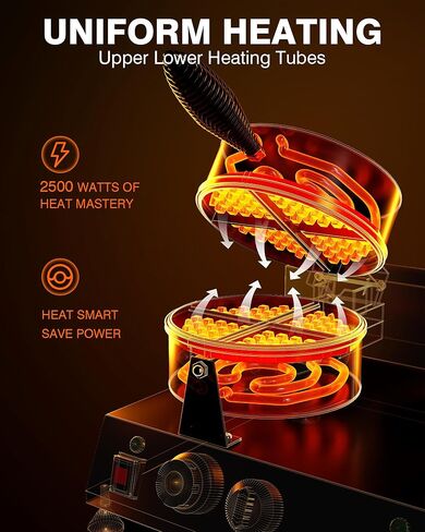 PYY Commercial Waffle Maker – Dual-Head Waffle Maker, 2500W Fast Heating, Stainless Steel Non-Stick Electric Machine for Restaurant Party Food Truck,Orange in Kuwait