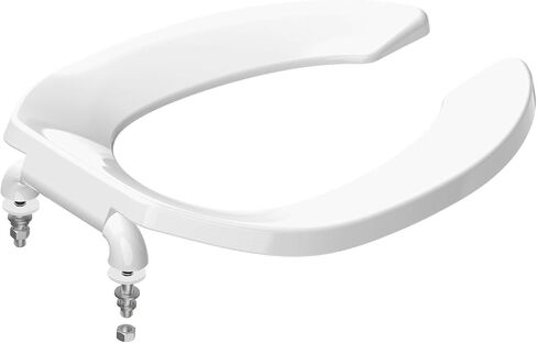 Commercial Open Front Toilet Seat Elongated, Heavy Duty Public Restroom Toilet Seat, Durable PP Plastic, Easy Install Replacement for School, Hospital, Hotel & Church, White in Kuwait