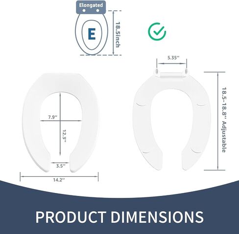 Commercial Open Front Toilet Seat Elongated, Heavy Duty Public Restroom Toilet Seat, Durable PP Plastic, Easy Install Replacement for School, Hospital, Hotel & Church, White in Kuwait