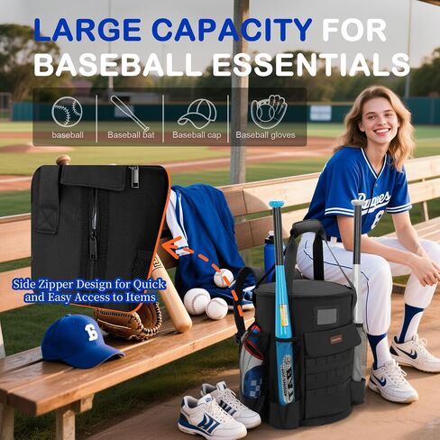 Baseball Bucket Bag, Backpack for 6 Gallon Bucket, Durable Softball Bucket Bag Baseball Coaching Accessories Organizer in Tactical Style, Pockets for 2 Bats, Gloves, Scoreboards, Ideas Baseball Gifts in Kuwait