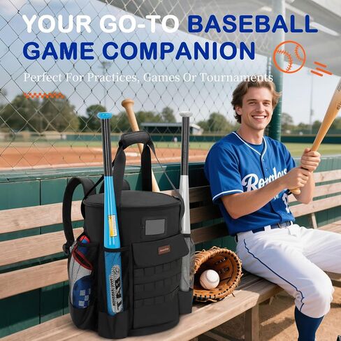 Baseball Bucket Bag, Backpack for 6 Gallon Bucket, Durable Softball Bucket Bag Baseball Coaching Accessories Organizer in Tactical Style, Pockets for 2 Bats, Gloves, Scoreboards, Ideas Baseball Gifts in Kuwait