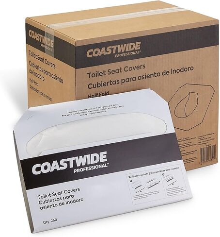 أغطية مقاعد المراحيض المعاد تدويرها من Coastwide، 250 ورقة/عبوة، 20 عبوة/كرتون in Kuwait