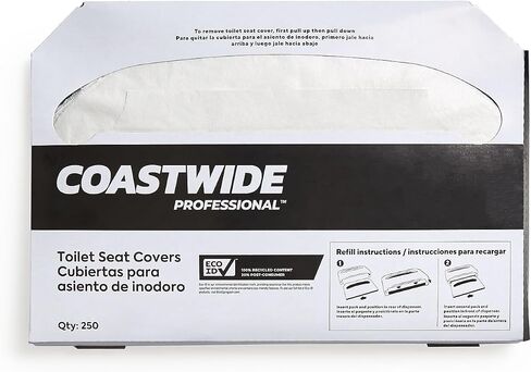 أغطية مقاعد المراحيض المعاد تدويرها من Coastwide، 250 ورقة/عبوة، 20 عبوة/كرتون in Kuwait