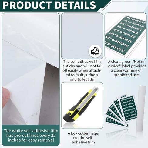 Feifeiya Out of Order Urinal & Toilet Covers Kit with Not in Service Labels and Handy Box Cutter Self Adhesive Restroom Management Essential for Public Bathroom Commercial Restroom Plumbing Fixtures in Kuwait