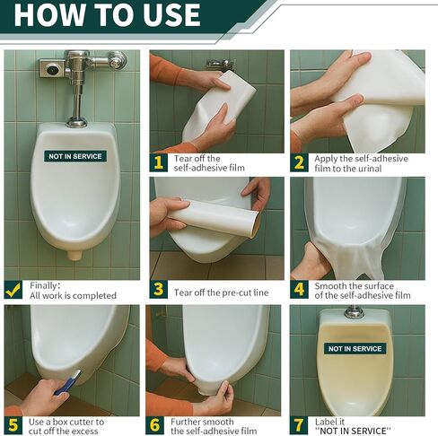 Feifeiya Out of Order Urinal & Toilet Covers Kit with Not in Service Labels and Handy Box Cutter Self Adhesive Restroom Management Essential for Public Bathroom Commercial Restroom Plumbing Fixtures in Kuwait