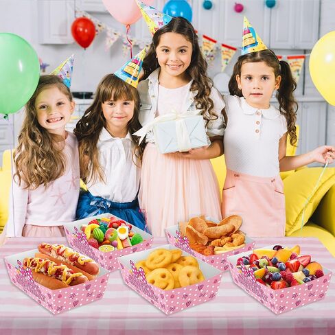 Pink Mouse Birthday Party Food Trays, 25 Pack Paper Serving Containers, Polka Dot Design for Birthday Party Decorations, Snack and Popcorn Holders in Kuwait