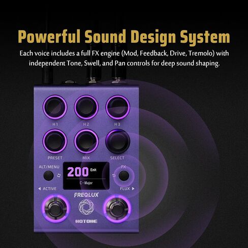 HOTONE Professional Triple Polyphonic Pitch Shifter & Intelligent Harmonizer Pedal, 32-bit High-Fidelity DSP, Stereo I/O, MIDI/EXP Control, Flux Glide Technology 300 Presets,NP-200 in Kuwait