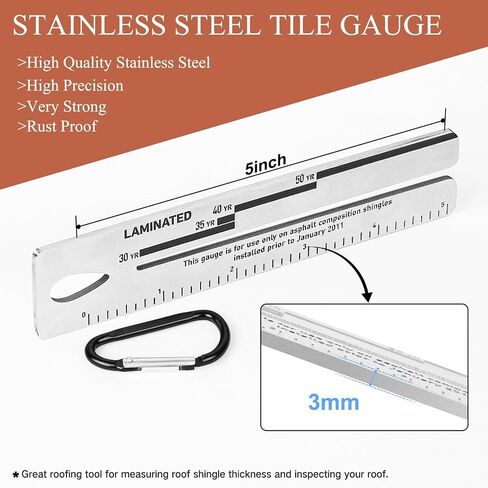 4/09 Shingle Gauge, 5 Pack Measuring Tool for Roof Shingle, Roof Pitch Gauge with Carabiner Roofing Thickness of Roof Tiles in Kuwait