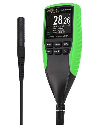 Coating Thickness Gauge Industrial-814 – 0-1250µm (0-50 mils) Paint Thickness Meter for Steel & Aluminum, 0.1µm Resolution, Fe/NFe Auto Detection, External Probe (Green) in Kuwait