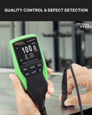 Coating Thickness Gauge Industrial-814 – 0-1250µm (0-50 mils) Paint Thickness Meter for Steel & Aluminum, 0.1µm Resolution, Fe/NFe Auto Detection, External Probe (Green) in Kuwait