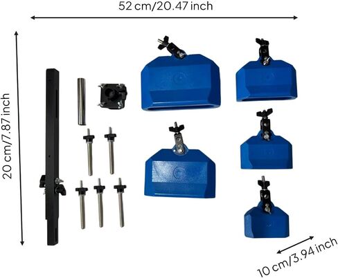 Gralara 5 Bell Cowbell Stand أجراس البقر المعدنية ذات النغمة الساطعة على الحامل أداة موسيقية سطحية مصقولة للطبول، أزرق، مجموعة أجراس البقر 4 5 6 7 8 مع حامل مجموعة من 5 مجموعات من أجراس البقر in Kuwait