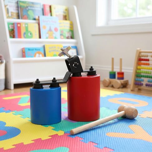 YARNOW 1 Set Mounted Twin Cowbell, High and Middle Tone Cowbell, Bicolor Double Sound Cow Bell, Jam Block Rhythm Percussion Instrument for Concert Performance in Kuwait