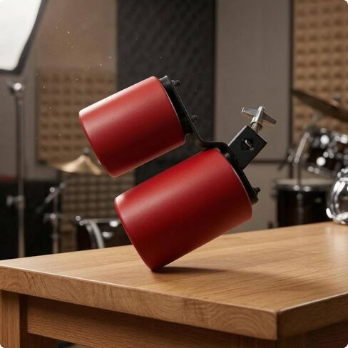 Double Drum Black Metal Hardware Musical Instrument Matte Finish Children's Toy for Mounting, Green And Red in Kuwait