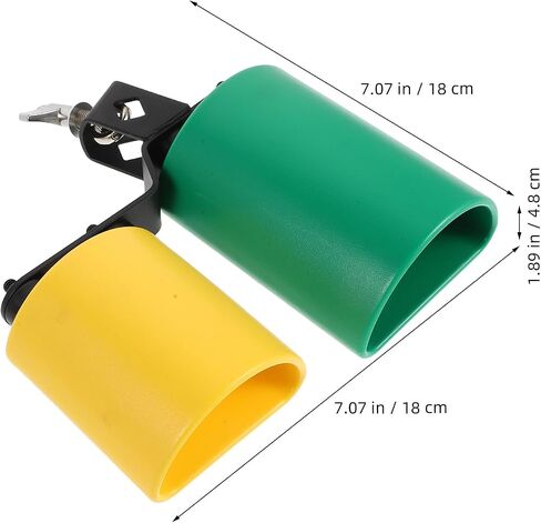 YARNOW Mounted Twin Cowbell, High and Middle Bicolor Cowbell, Double Sound Cow Bell, Jam Block Rhythm Percussion Instrument for Concert Performance in Kuwait