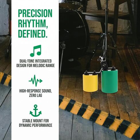 Kisangel Drum Set Cowbell، ثنائي اللون عالي منتصف مزدوج أداة قرع البقرة، شنت اليد قرع جرس البقرة، مجموعة طبل ملحق لممارسة الفرقة in Saudi Arabia