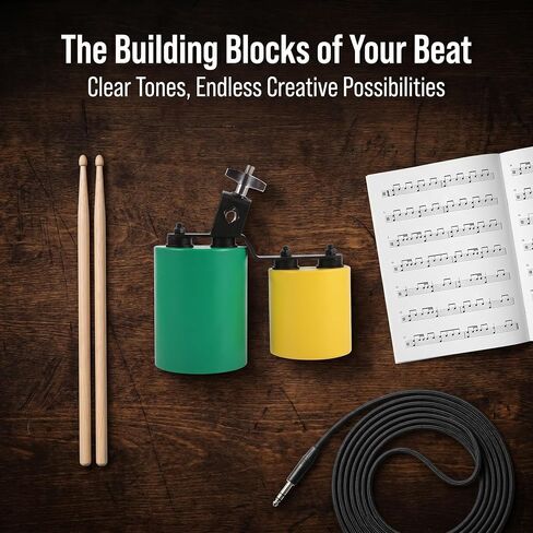 Kisangel Drum Set Cowbell، ثنائي اللون عالي منتصف مزدوج أداة قرع البقرة، شنت اليد قرع جرس البقرة، مجموعة طبل ملحق لممارسة الفرقة in Saudi Arabia