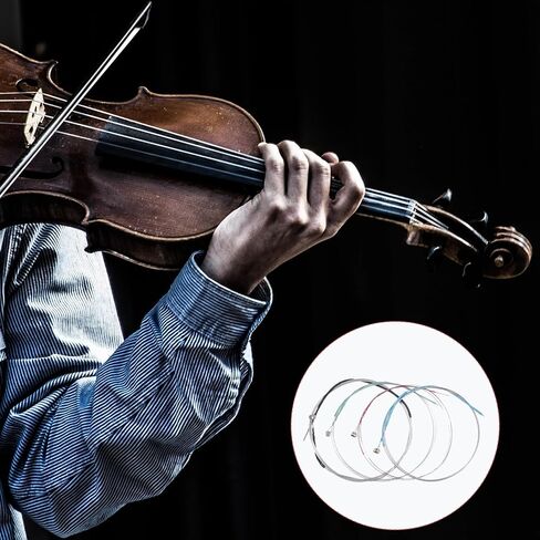 Violin Strings 3/4 12 Pcs Violin Strings Full Set Violin-Strings Universal String for 4/4 3/4 Size Stainless Core with Ball End in Kuwait
