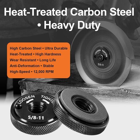 Quick Install & Release Angle Grinder Nut 5/8"-11, Self Locking Flange Nut, Tool-Free Grinder Accessories & Attachments for 4-1/2" 5" 7" 9" Angle Grinders in Kuwait