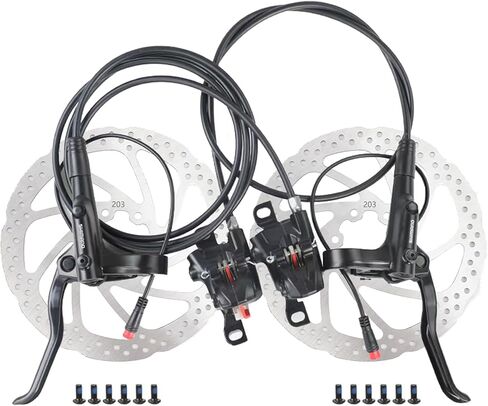 MT200 E-Bike Hydraulic Disc Brakes Set, New Upgrade 2-Pin 2-Piston Ebike Hydraulic Brakes Set with 160/180/203mm Rotors, Pre-Bled with Mineral Oil Ebike Hydraulic Brakes in Kuwait
