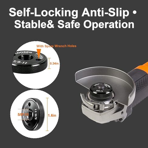 Quick Install & Release Angle Grinder Nut 5/8"-11, Self Locking Flange Nut, Tool-Free Grinder Accessories & Attachments for 4-1/2" 5" 7" 9" Angle Grinders in Kuwait