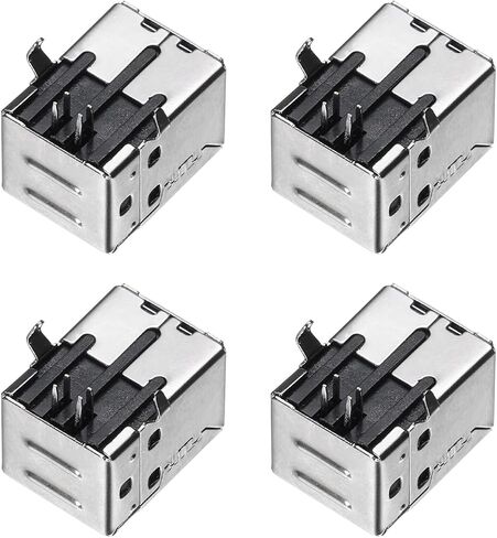 MECCANIXITY 4 قطع USB2.0 نوع B مقبس موصل مقبس أنثى، 4 دبوس DIP 90 درجة محول بديل للإصلاح، منفذ جاك لمشاريع DIY الإلكترونية، أسود in Kuwait