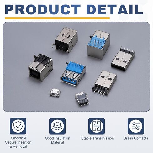 MECCANIXITY 4 قطع USB2.0 نوع B مقبس موصل مقبس أنثى، 4 دبوس DIP 90 درجة محول بديل للإصلاح، منفذ جاك لمشاريع DIY الإلكترونية، أسود in Kuwait