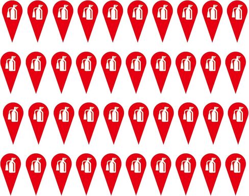 Map Pointer Stickers Fire Extinguisher Location Marker, Red, 0.5x1 Inch | Paper Self Adhesive, 40 Pcs, Easy to Use in Kuwait