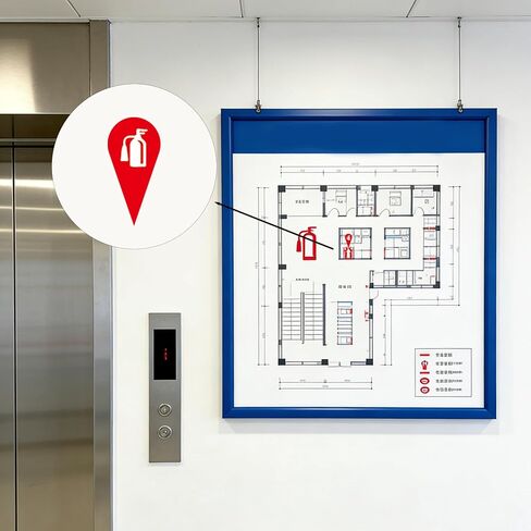 Map Pointer Stickers Fire Extinguisher Location Marker, Red, 0.5x1 Inch | Paper Self Adhesive, 40 Pcs, Easy to Use in Kuwait