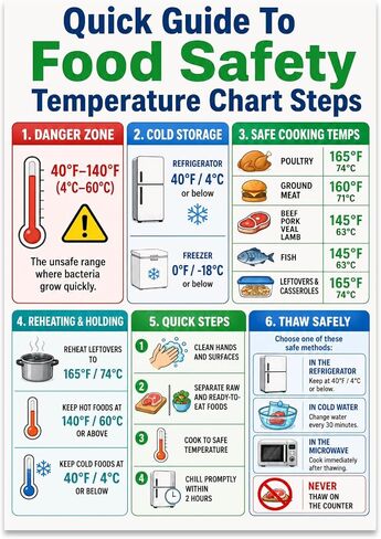 Kitchen Wall Poster Print - Organized Food Safety Guide - 13x19 | Modern Clean Design in Kuwait