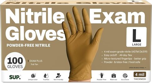 SUP Powder-Free Nitrile Exam Gloves, 100/1000 Ct Food Safe Latex-Free Disposable Glove Medical Cooking Cleaning Food Prep Tan in Kuwait