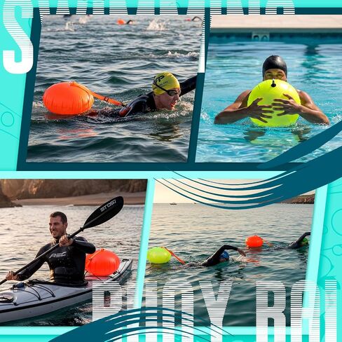 Seenelling 2 Pack Swim Buoy for Open Water, Safety Swim Bubble with High Visibility Swimming Buoy Tow Float for Safe Swimming Training Enhanced Adjustable Visibility Belt for Outdoors Swimmers in Kuwait