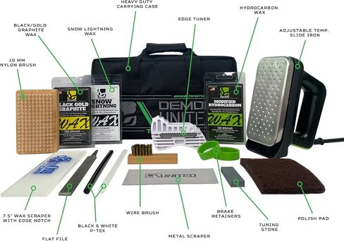 DEMON UNITED USA Platinum Edition V22 Ski & Snowboard Tuning Kit, Demon Performance Wax, Ski Hot Wax Iron, Edge Tuner, Nylon Brush, & More! in Kuwait