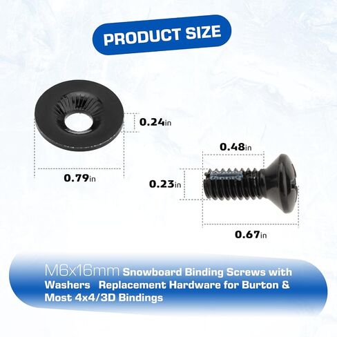 مسامير قفل مضادة للارتخاء M6x13mm مع غسالات، قطع غيار لنظام قناة بيرتون، أجهزة رأس فيليبس من الفولاذ المقاوم للصدأ باللون الأسود، براغي تثبيت على الجليد، 8 عبوات in Kuwait