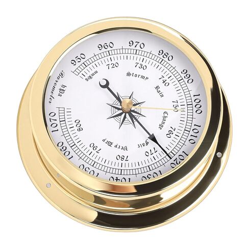 HEEPDD Marine Brass Barometer, Weather Stations Accurate Air Pressure Measurement Tool, 4.7 Inch Dial for Yachts and Cargo Ships Marine Brass Barometer, Material, Nan Other Means in Kuwait