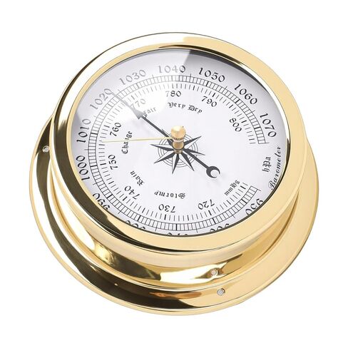 HEEPDD Marine Brass Barometer, Weather Stations Accurate Air Pressure Measurement Tool, 4.7 Inch Dial for Yachts and Cargo Ships Marine Brass Barometer, Material, Nan Other Means in Kuwait