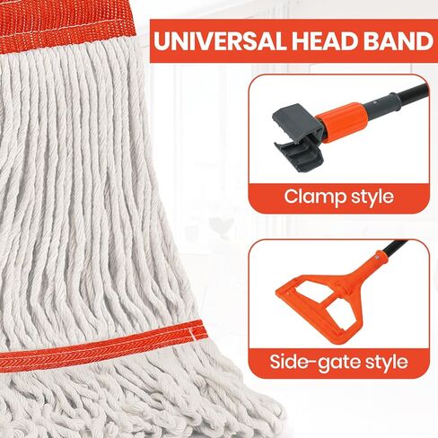 KalTell 6PK Commercial Cotton Mop Head Replacement, Heavy Duty String Mop Refills, Highly Absorbent Industrial Wet Mop Heads for Restaurant, School & Warehouse Cleaning Janitor Supplies-Safety Orange in Kuwait