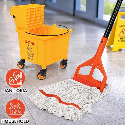 KalTell 6PK Commercial Cotton Mop Head Replacement, Heavy Duty String Mop Refills, Highly Absorbent Industrial Wet Mop Heads for Restaurant, School & Warehouse Cleaning Janitor Supplies-Safety Orange in Kuwait