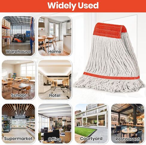 KalTell 6PK Commercial Cotton Mop Head Replacement, Heavy Duty String Mop Refills, Highly Absorbent Industrial Wet Mop Heads for Restaurant, School & Warehouse Cleaning Janitor Supplies-Safety Orange in Kuwait