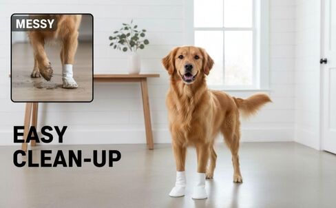 40 Pcs Disposable Pet Shoe Covers, L Size 3.6 x 6.7 in Dog Paw Protector, Soft Tear-Proof Waterproof Booties with Non-Slip Sole for Indoor Outdoor Walking in Kuwait